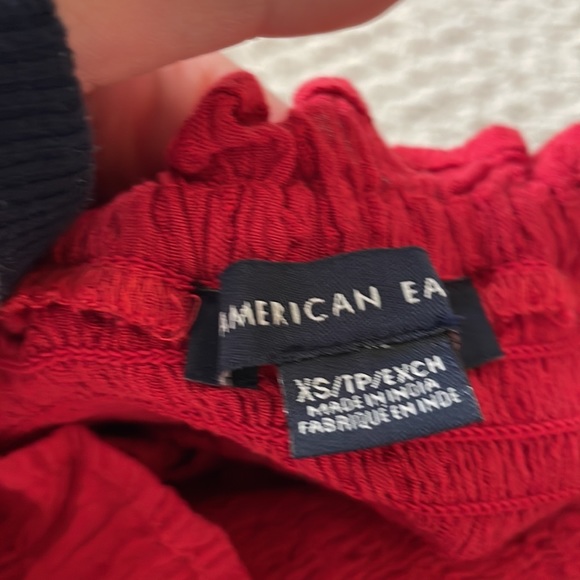 American Eagle red lace up tube top with small ruffles - Picture 5 of 5